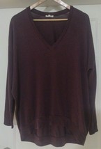 Wilfred Free Burgundy Long Sleeve V Neck Stretch Sweater Top Size Medium - £15.34 GBP