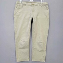 Michael Kors Women Jeans Size 10 Green Stretch Olive Crop Straight Classic Denim - £11.61 GBP