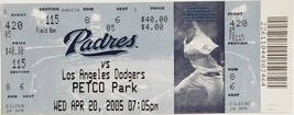 San Diego PADRES vs Los Angeles DODGERS Petco Park Apr 20 2005 Ticket Stub - £3.87 GBP
