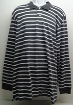 John Ashford Size Xl Essentials Grey Striped Long Sleeve New Mens Polo Shirt - £38.76 GBP