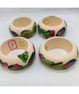 Set Of (4) Hand Painted Fruit Napkin Rings 2&quot; Made In Philippines  - $23.75