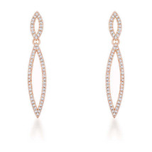 Precious Stars Rose Goldtone Cubic Zirconia Dangling Marquise Shaped Earrings - £28.77 GBP