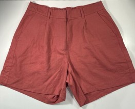 Old Navy Linen Blend Shorts Casual High Waist Pleated Pull On Elastic Womens L - $11.87