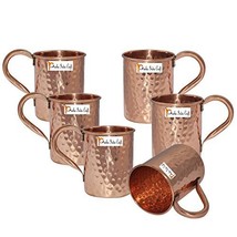 Set of 6 - Prisha India Craft  Copper Mug for Moscow Mules 500 ML / 16.90 oz - 1 - £46.04 GBP