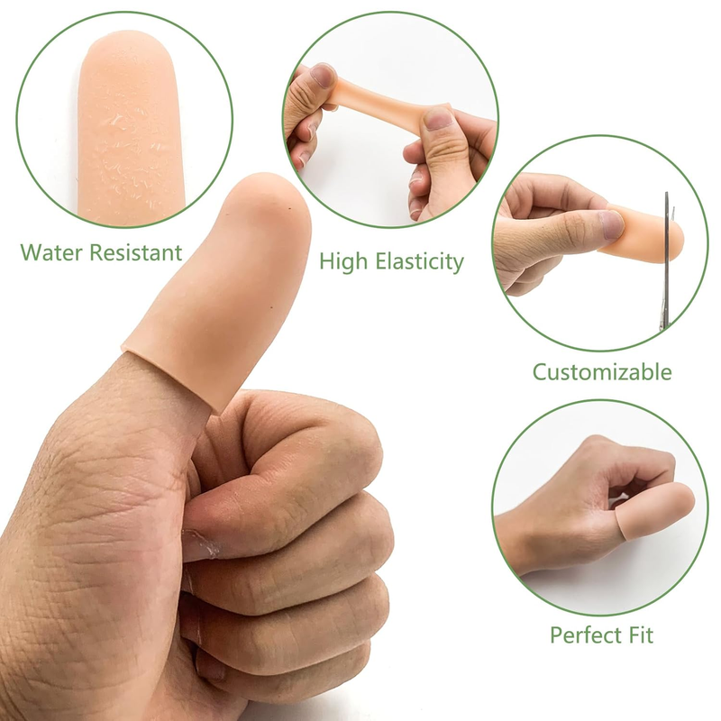Gel Finger Cots for Thumbs, 10 Pcs Silicone Finger Caps, Rubber Finger Protector Item image 2