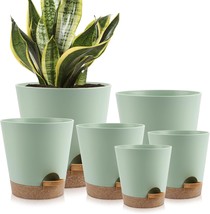 Indoor Self Watering Planters With Drainage Holes And Saucers, 8, 7,, 6 ... - $37.98