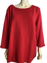 Talbots Plus Women&#39;s Ribbed Knit 3/4 Sleeve Top Red 3X NWT - £26.57 GBP
