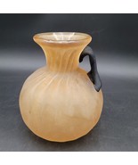 Frosted Hand Blown Amber Glass Vase with Applied Black Handle EA Made in... - £19.74 GBP