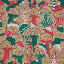 Teddy Bear Reversible Heart Holly Christmas Tree Skirt Scarves Hats 35&quot; Dia FLAW - £11.60 GBP