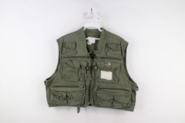 Vintage 90s Streetwear Mens Large Faded Tactical Fly Fishing Full Zip Vest Olive - £38.72 GBP