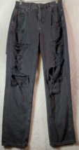 American Eagle Outfitters Jeans Womens Size 4 Black Denim Cotton Distressed - $21.22