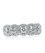 5 Stone Round Cut Diamond Wedding Band 14k White Gold (1.35 ctw) Art Deco Design - $2,771.01
