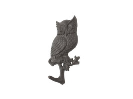 [Pack Of 2] Cast Iron Owl Sitting on a Tree Branch Decorative Metal Wall Hook 6. - £37.94 GBP