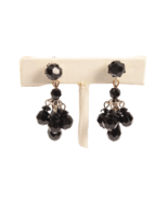 Vintage Faceted Black Glass Clip On Dangle Earrings - €9,87 EUR