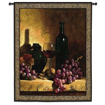 59x53 WINE BOTTLE Vineyard Grapes Fruit Still Life Tapestry Wall Hanging - £194.64 GBP