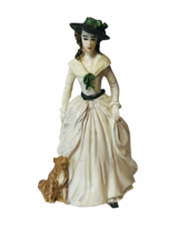 Franklin Mint Ladies Fashion porcelain figurine miniature Charlotte 1785 dog vtg - $29.65