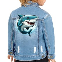 Funny Shark Toddler Denim Jacket - Cute Jean Jacket - Themed Denim Jacket for Ki - $86.13