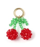 Bling Crystal Beaded Double Cherry Keyring Bag Charm - $18.82 CAD