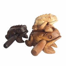 Percussion Instruments Wooden Frog Medium Size 4.8 Inch, 4 Inch And 3 Inch Famil - £28.24 GBP