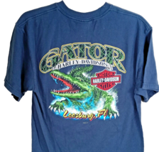 Harley-Davidson Alligator T-Shirt Size Medium Blue Gator H-D Florida Made in USA - £17.01 GBP