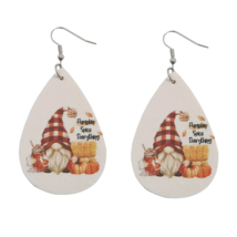 Autumn Pumpkin Gnome PU Leather Teardrop Dangle Earrings - New - Pumpkin Spice.. - £10.19 GBP