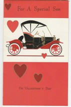 Vintage Valentine Card Model T Flocked Old Fashioned Car Unused Envelope 1960&#39;s - £6.22 GBP