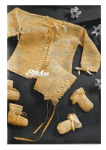 Infant Crochet Patterns Set Hat, Jacket Saque, Mittens and Booties - (PDF 2098) - $3.75