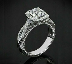 Engagement Ring 2.60Ct Round Cut White Moissanite Solid 14k White Gold in Size 7 - £208.63 GBP