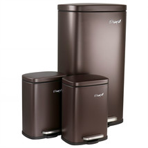Elama 3 Piece 8 Gallon and 1.3 Gallon Stainless Steel Step Trash Bin Com... - $115.78