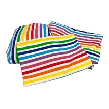 Rainbow Striped XL Twin Bed Sheet Set By Pottery Barn Fitted Flat Pillowcase - £77.58 GBP
