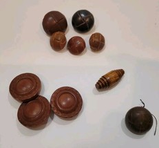 Vintage Brown Leather and Wood Buttons lot of of 10 Various shapes. - £7.06 GBP