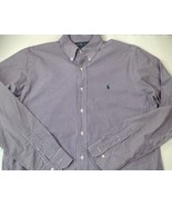 Ralph Lauren Mens Button Down Shirt Purple White Check Long Sleeve Logo ... - £12.57 GBP