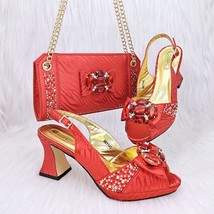 beautiful High Quality African Style Ladies Shoes And Bags Set Latest pink Itali - £113.80 GBP