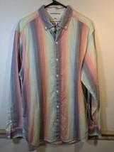 Tommy Bahama Men&#39;s Button Down Shirt Green Pink Blue Stripe Long Sleeve ... - $13.85