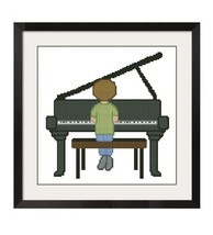 All Stitches   Boy At Piano Cross Stitch Pattern .Pdf  492 - £2.08 GBP