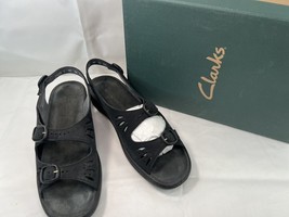 Clarks Women Sz 10 M Sunstep Springers Comfort Sandals Black Leather 2 Buckle - $27.71