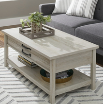 Modern Farmhouse Rectangle Lift Top Coffee Table, Rustic white for living room - £148.11 GBP