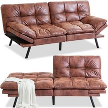 Futon Sofa Bed, Memory Foam Futon Sleeper Sofa Convertible Couch Fabric 71 Inch  - £420.78 GBP