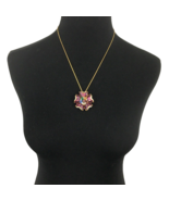 NOLAN MILLER Jubilant colorful flower enhancer necklace - 20&quot; gold-tone ... - £27.36 GBP