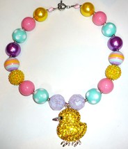 Rhinestone Chick Chunky Bubble Gum Bead Necklace for Girls - £15.81 GBP
