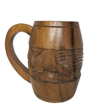 Vintage Hand Carved Wooden Hawaiian Tropical Tiki Mug Cup Palms 5.25" - $19.81