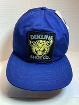 DEKLINE Skateboarding Shoe Co. Wildcat Patch  Blue Twill Snapback Hat Rare - £14.38 GBP