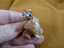 (Y-BIR-OW-3) Baby Red Tan Horned Owl Carving Soapstone Peru Love Owls Owlet - £6.82 GBP