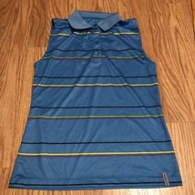 maggie lane polo sleeveless striped size small S collar blue - $13.10