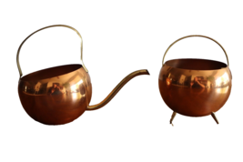 Vintage Coppercraft Guild Copper Sm Watering Can + Footed Cauldron Plant... - £31.45 GBP