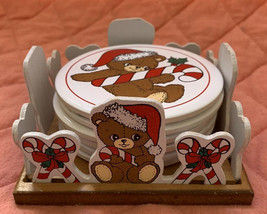 Vintage Teddy Bear Coasters (6) 1988 House of Lloyd Christmas Around the... - $12.99