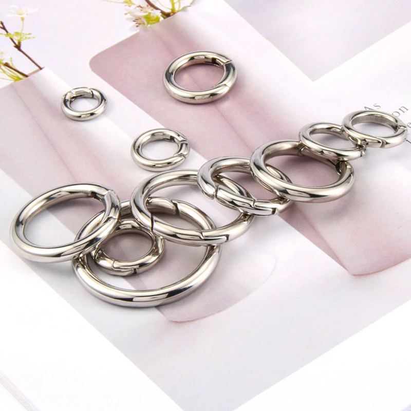 Play 2pcs/1pc Stainless Steel Keyring Spring Clasps for Keychain Key Holder Poli - £23.18 GBP