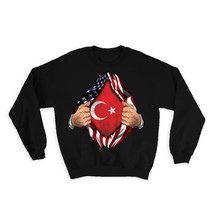 Turkey : Gift Sweatshirt Flag USA American Chest Turkish Expat Country - $28.95