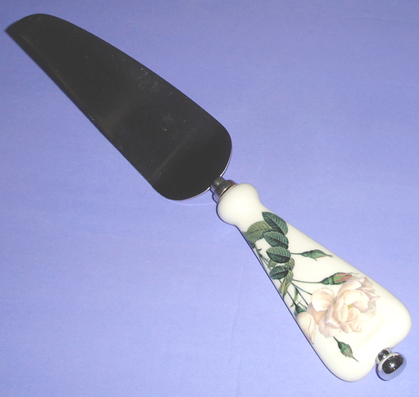 Smithsonian White Rose Cake Pie Server Porcelain/Stainless by Goebel New... - $21.38