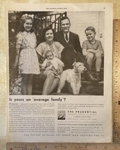 Vintage Print Ad The Prudential 40s Average Family Mom Dad Kids Dog 13.5... - $13.71